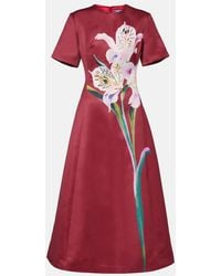 LEO LIN - Vestido Midi Caroline De Saten Floral - Lyst