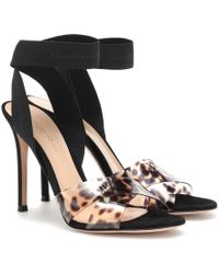 Gianvito Rossi Plexi Leopard Sandals - Black