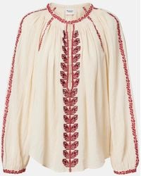 Isabel Marant - Lena Embroidered Cotton Blouse - Lyst