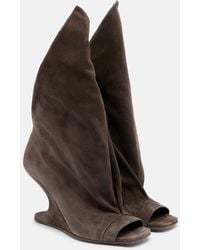 Rick Owens - Cantilever Suede Peep-Toe Boots - Lyst