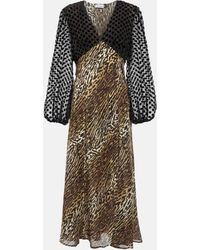 RIXO London - Melanie Leopard-print Silk Midi Dress - Lyst