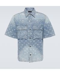 Amiri - Bandana Jacquard Denim Bowling Shirt - Lyst
