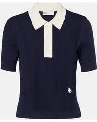 Tory Burch - Cotton Pointelle Polo Shirt - Lyst