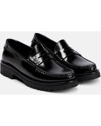 Saint Laurent - Leather Moccasin Penny Loafers - Lyst
