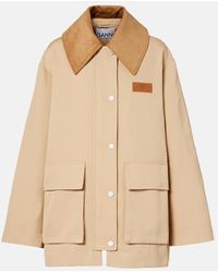 Ganni - Oversized-Collar Brand-Patch Woven Jacket - Lyst