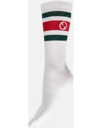 Gucci - Logo-embroidered Cotton-blend Socks - Lyst