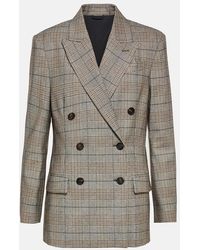 Brunello Cucinelli - Checked Wool And Cotton-Blend Blazer - Lyst