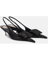 Saint Laurent - Dakota Slingback-Pumps Aus Satin Mit Applikation - Lyst