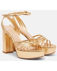 Gianvito Rossi - Rita 70 Metallic Leather Platform Sandals - Lyst