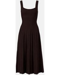 STAUD - Ellison Pleated Knitted Midi Dress - Lyst