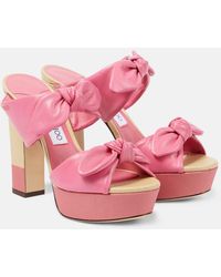 Jimmy Choo - Plateausandalen Rua 120 Aus Leder Und Raffiabast - Lyst