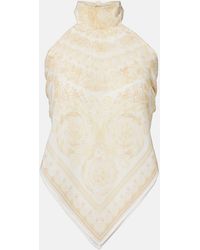 Versace - Top De Georgette Con Cuello Halter - Lyst