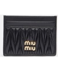 Miu Miu - Logo Matelasse Leather Card Holder - Lyst