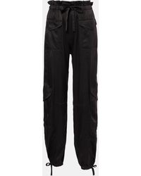 Ganni - High-rise Satin Cargo Pants - Lyst