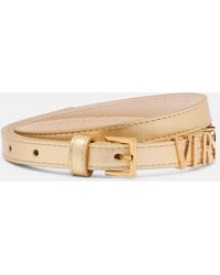 Versace - Logo Metallic Leather Belt - Lyst