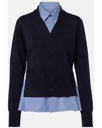 Sacai - Layered Striped Cotton Cardigan - Lyst