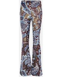 Etro - Floral Velvet Jacquard Flared Pants - Lyst