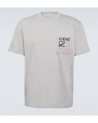 Loewe - T-shirt brode en coton a logo - Lyst