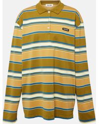 Miu Miu - Striped Cotton Jersey Polo Sweater - Lyst