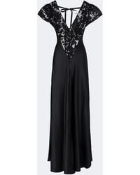 Rodarte - Lace-Trimmed Sequined Silk Satin Gown - Lyst