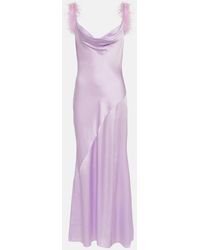 Self-Portrait - Feather-Trimmed Silk Gown - Lyst