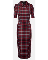 Emilia Wickstead - Valletta Plaid Wool-Blend Midi Dress - Lyst