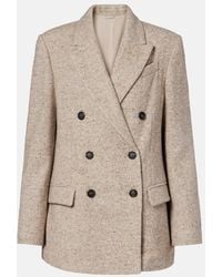 Brunello Cucinelli - Double-Breasted Wool And Silk-Blend Blazer - Lyst
