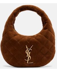 Saint Laurent - Icarino Baby Quilted Suede Top-Handle Bag - Lyst