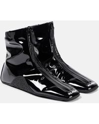 Alaïa - Sneaker Faux Patent Leather Ankle Boots - Lyst