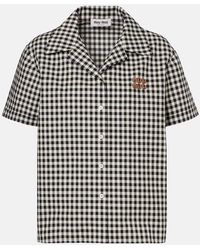 Miu Miu - Camisa De Algodon A Cuadros Con Logo - Lyst