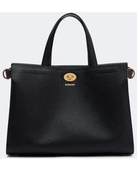 Burberry - Check Small Leather Top-Handle Bag - Lyst