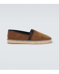 Manolo Blahnik - Nerano Leather-Trimmed Suede Espadrilles - Lyst