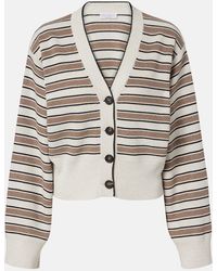 Brunello Cucinelli - Striped Cotton-Blend Cardigan - Lyst