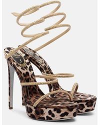 Rene Caovilla - Cleo Embellished Satin Platform Sandals - Lyst