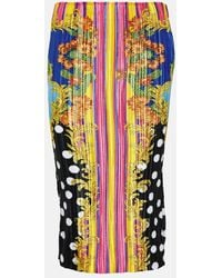 Versace - Medusa Palm Springs Plisse Midi Skirt - Lyst