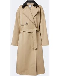 Bottega Veneta - Leather-Trimmed Cotton Trench Coat - Lyst