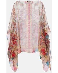Etro - Printed Silk Cape - Lyst