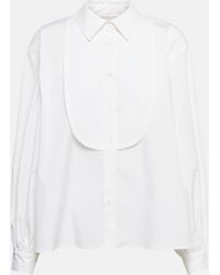 Carolina Herrera - Bib-collar Cotton Poplin Shirt - Lyst
