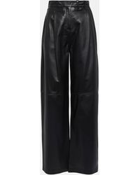 Dorothee Schumacher - Pleated Leather Wide-leg Pants - Lyst
