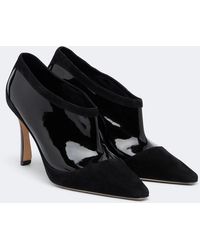 Manolo Blahnik - Ters Suede And Patent Leather Pumps - Lyst