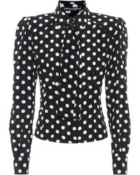 Dolce & Gabbana Blouse à lavallière en soie à pois - Noir
