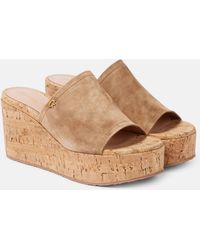 Gianvito Rossi - Suede Wedge Mules - Lyst