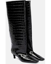 TOTEME - Croc-Effect Leather Knee-High Boots - Lyst