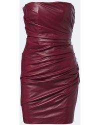 Alex Perry - Ruched Leather Bustier Dress - Lyst