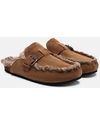 Brunello Cucinelli - Slippers Monili Aus Veloursleder Mit Shearling - Lyst
