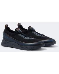 Santoni - Leather-Trimmed Knitted Sneakers - Lyst