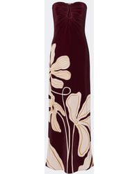 Cala De La Cruz - Yves Floral Gathered Velvet Gown - Lyst