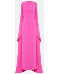 Solace London - Kaila Caped Crepe Gown - Lyst