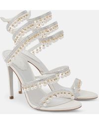 Rene Caovilla - Verzierte Sandalen 105 Aus Satin - Lyst