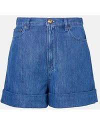 Valentino - Cotton And Linen Denim Shorts - Lyst